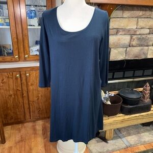 PURE JILL BALLET SLEEVE NAVY BLUE TUNIC SIZE MEDIUM TALL.